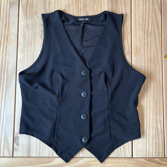 SHEIN Black Sleeveless Buttoned vest Blouse - Picture 4 of 8